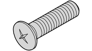 Pozidrive Raised Screw, M2.5, 8mm, Nickel-Plated Steel, Pack of 100 pieces