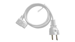 AC Power Cable, DE/FR Type F/E (CEE 7/7) Plug - IEC 60320 C13, 2.5m, White