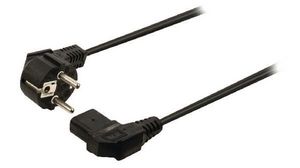 AC Power Cable, DE Type F (CEE 7/4) Plug - IEC 60320 C13, 2.5m, Black