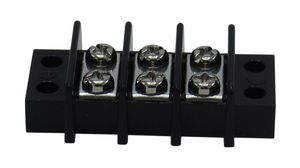 Terminal Strip for Chassis Mounting, Black, 25A, 300V, Poles - 3