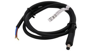 DC Connection Cable, 2.1x5.5x9.5mm Plug - Bare End, Straight, 500mm, Black