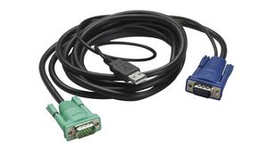 KVM Cable, USB A, zástrčka - VGA, zástrčka, 3.6m