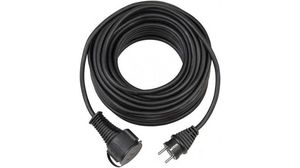 Outdoor Extension Cable IP44 Rubber DE Type F (CEE 7/4) Plug - DE Type F (CEE 7/3) Socket 25m Black