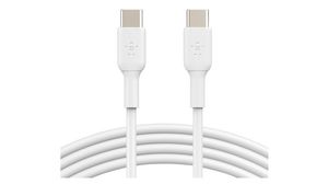 Cable, USB-C Plug - USB-C Plug, 2m, USB 2.0, White