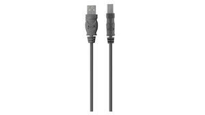 Cable, USB-A Plug - USB-B Plug, 4.8m, USB 2.0, Grey