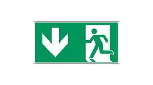 Safety Sign, Emergency Exit, Rectangular, White on Green, Polyester, 1pcs