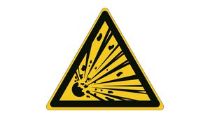 ISO-säkerhetsskylt - Varning! Explosivt material, Triangular, Svart på gul, Polyester, Varning, 1st.