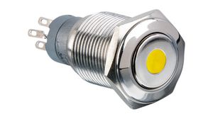 Pushbutton Switch, Vandal Proof, Amber, 2CO, IP67, Latching Function