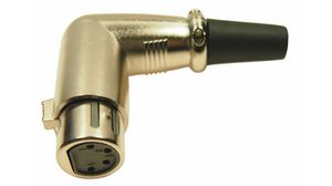 XLR Connector, Socket, Right Angle, Cable Mount, Poles - 4