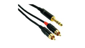 Audio Cable, Stereo, 6.35 mm Jack Plug - 2x RCA Plug, 2m