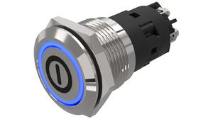 Illuminated Pushbutton Switch Latching Function 1CO LED Blue On / Off Symbol Screw Terminal