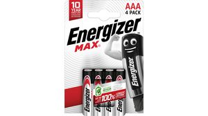 Primary Battery, Alkaline, AAA, 1.5V, MAX, Pack of 4 pieces
