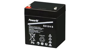 Genopladeligt batteri, Blysyre, 12V, 4.5Ah, Fladstik, 4,8 mm