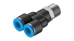 Y-Fitting, Compressed Air, Brass, 56.7mm, R3/8", Male Thread