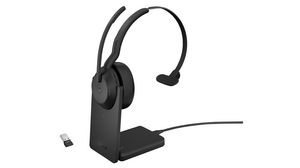 Headset mit Ladestation, MS, Evolve 2-55, Mono, On-Ear, 20kHz, Bluetooth / USB, Schwarz