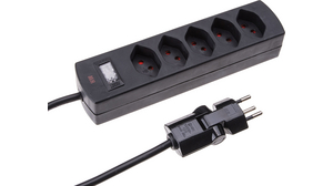 Bloc multiprise avec interrupteur et prise clip-clap® 5 Prise CH Type J (T13) Noir Fiche CH Type J (T12)