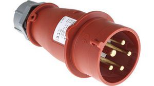 AM-TOP IP44 Red Cable Mount 3P + N + E Industrial Power Plug, Rated At 16A, 400 V