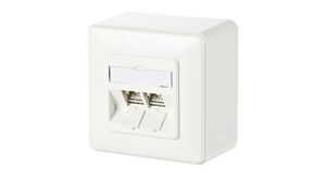 Network Wall Outlet CAT6a 51x86x86mm 2x RJ45 Wall Mount 1A 60VDC White