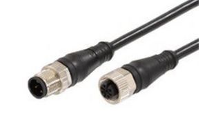 Cordset, Black, Straight, 2A, 24AWG, 10m, M12 Plug - M12 Socket, Conductors - 8