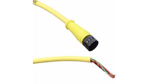 Cordset, Yellow, Straight, 4A, 5m, M12 Socket - Pigtail, Conductors - 6