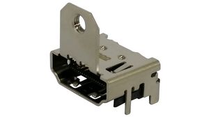 Right Angle HDMI Connector with Flange, Socket, 19 Contacts