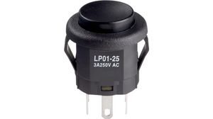 Pushbutton Switch ON-(ON) 1CO Snap-In Black