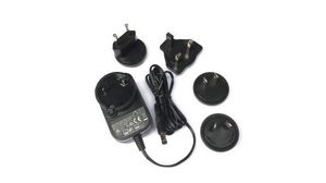 Plug-In Power Supply with Interchangeable Plugs, 12V, 1.5A, 18W, US/EU/UK/AU