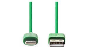 Cable, Apple Lightning - USB-A Plug, 1m, Green
