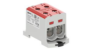 Insulated Universal Connector, Screw, 2 Poles, 1kV, 245A, 6 ... 95mm², Grey / Red