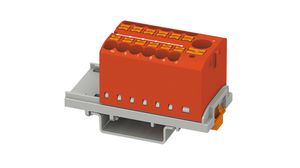 Terminal Block, Push-In, 13 Poles, 690V, 24A, 0.14 ... 10mm², Red