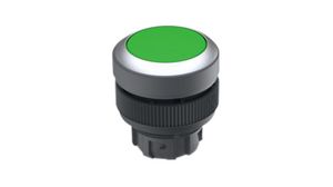 Illuminated Pushbutton Actuator with Metallic Silver Frontring Momentary Function Round Button Green IP65 RAFIX 22 QR