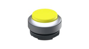 Pushbutton Actuator with Metallic Silver Frontring Latching Function Raised Button Yellow IP65 RAFIX 22 FS+