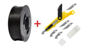 Bundle: 3D-Drucker-Filament, PLA, 1,75 mm, pantherschwarz + Kunststoffschneider / Reissnadel-Set