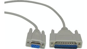 Serial Cable D-SUB 9-Pin Female - D-SUB 25-Pin Male 1.8m Grey