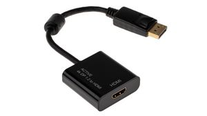 Video Adapter, DisplayPort Plug - HDMI Socket, Black