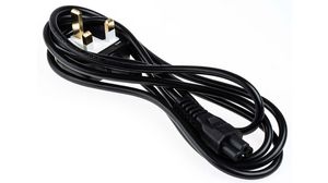 IEC Device Cable IEC 60320 C5 - UK Type G (BS1363) Plug 2m Black