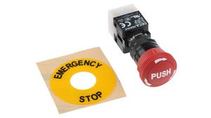 Emergency Stop Switch, 2CO, Latching Function, IP65, Soldering Lugs