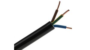 Mains Cable 3x 2.5mm² Copper Unshielded 1kV 50m Black