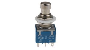 Pushbutton Switch Latching Function 1CO, 12.2mm Through Hole Silver