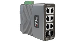 Industrial Ethernet Switch, RJ45 Ports 6, Fibre Ports 2SFP, 1Gbps, Layer 2 Managed