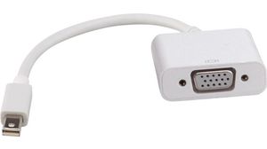 Video Adapter, Mini DisplayPort Plug - VGA Socket, 1920 x 1080, White
