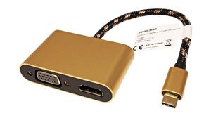 Multi-Port Adapter, USB-C Plug - HDMI Socket / VGA Socket, Gold