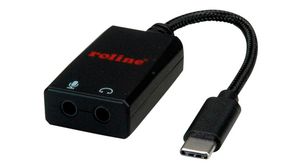 Audio + Microphone Converter, Straight, USB-C Plug - 2x 3.5 mm Socket