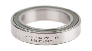 SKF 61805-2RZ Single Row Deep Groove Ball Bearing- Non Contact Seals On Both Sides End Type, 25mm I.D, 37mm O.D