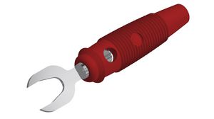 Fork lab connector, Red, Nickel-Plated, 60V, 30A