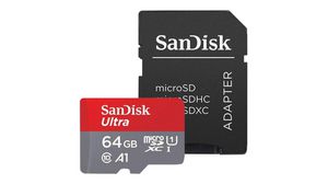 Muistikortti, microSD, 64GB, 140MB/s, Harmaa / Punainen