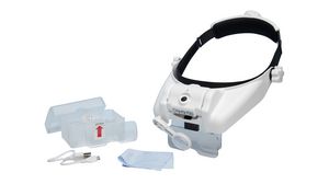 LED Headset Magnifier with Bi-Plate Magnification and Loupe, Baterie reîncărcabilă