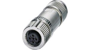 Straight Cable, M12, Socket, Straight, Poles - 5, Push-In, Cable Mount