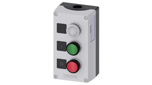 Stazione di controllo con 2 interruttori a pulsante e indicatore, Verde, rosso, trasparente, 1NC + 1NO, Morsetto a vite