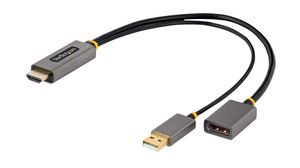Videoadapter, HDMI-Stecker - DisplayPort-Buchse / USB-A-Stecker, 3840 x 2160, Silber
